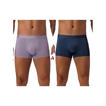 2 pc Men's Soft Elastic Waist Solid Color Regular Fit Basic Boxer Briefs