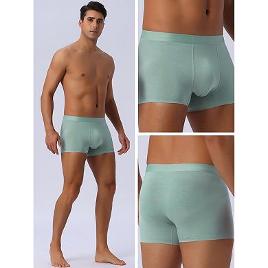 Men's Soft Elastic Waist Solid Color Regular Fit Boxer Briefs 2Pcs
