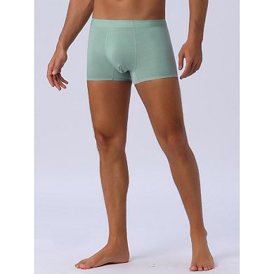 Men's Soft Elastic Waist Solid Color Regular Fit Boxer Briefs 2Pcs