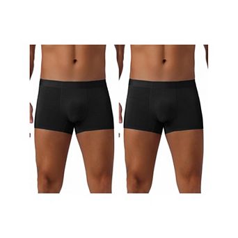 Men's Soft Elastic Waist Solid Color Regular Fit Boxer Briefs 2 pc
