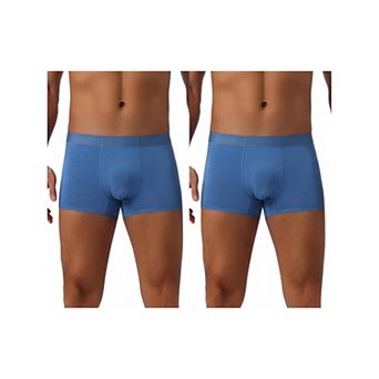 Men's Soft Elastic Waist Solid Color Regular Fit Boxer Briefs 2 pc