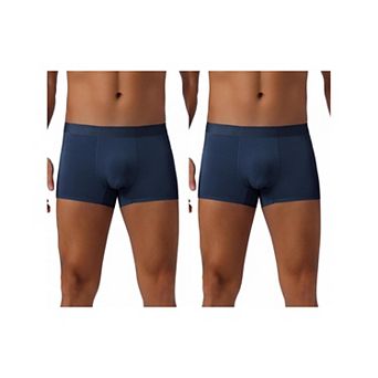 Men's Soft Elastic Waist Solid Color Regular Fit Boxer Briefs 2 pc