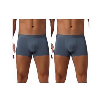 Men's Soft Elastic Waist Solid Color Regular Fit Boxer Briefs 2 pc
