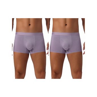 Men's Soft Elastic Waist Solid Color Regular Fit Boxer Briefs 2 pc