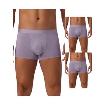 Men's Soft Elastic Waist Solid Color Regular Fit Basic Boxer Briefs 3 pc