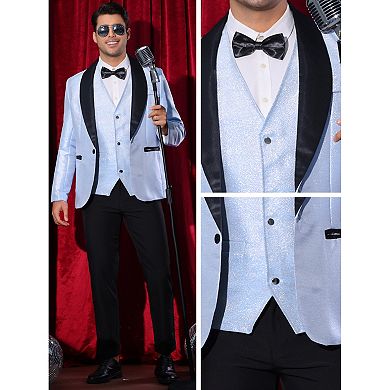 Glitter Tuxedo for Men Shawl Lapel Wedding Metallic Party Sparkly Blazer