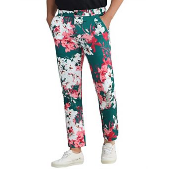 Floral Printed Pants for Men Contrasting Colors Flat Front Flower Pattern Dress Pants