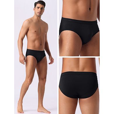 4 Pcs Men's Underwear Solid Color Elastic Waist Soft Comfortable Briefs
