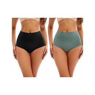 2 Packs Women's High Waist Tummy Control Underwear Briefs Flatten Stomach Shaping Panties