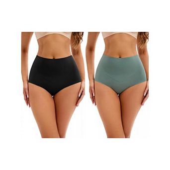 2 Packs Women's High Waist Tummy Control Underwear Briefs Flatten Stomach Shaping Panties