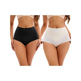 2 Packs Women's High Waist Tummy Control Underwear Briefs Flatten Stomach Shaping Panties