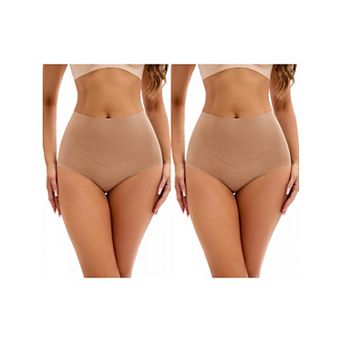 2 Packs Women's High Waist Tummy Control Underwear Briefs Flatten Stomach Shaping Panties
