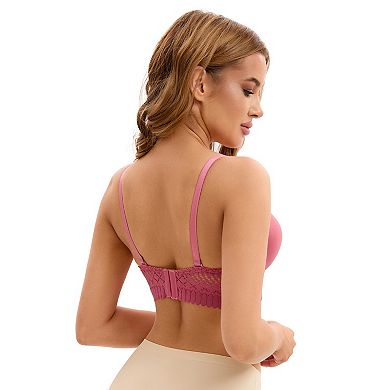 3 Packs Women's Lace Trim Push Up Underwire Bras Adjustable Straps Plus Cup Size Underwears