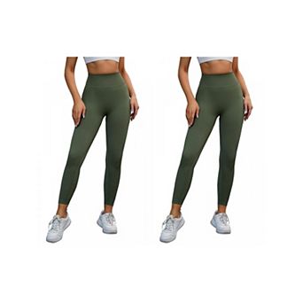 2 Packs Women's High Waisted Leggings Tummy Control Cycling Running Workout Pants