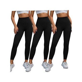 3 Packs Women's High Waisted Leggings Tummy Control Cycling Running Workout Pants
