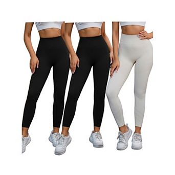 3 Packs Women's High Waisted Leggings Tummy Control Cycling Running Workout Pants