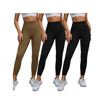 3 Packs Women's High Waisted Leggings Tummy Control Cycling Running Workout Pants
