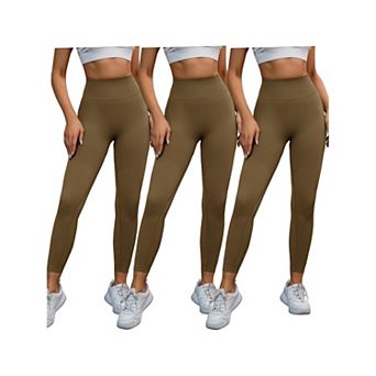 3 Packs Women's High Waisted Leggings Tummy Control Cycling Running Workout Pants
