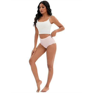 3 Packs Women's High-Waisted Full-Coverage Underwear Wave Trim No Trace Briefs