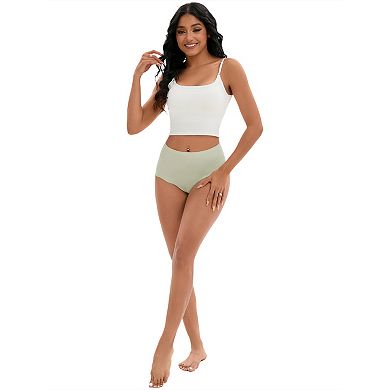 3 Packs Women's High-Waisted Full-Coverage Underwear Wave Trim No Trace Briefs