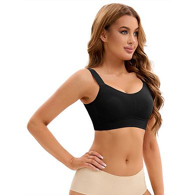 2 Packs Women's Push Up V Neck Full Coverage Bras Wirefree Adjustable Straps Minimizers