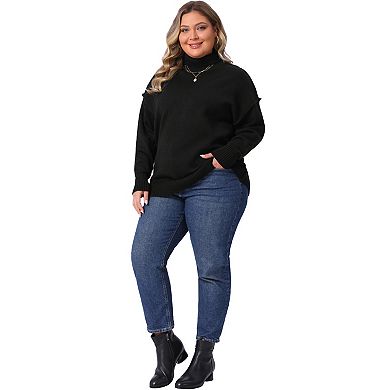 Plus Size Turtleneck Sweater for Women Long Sleeve Knit Top Casual Loose Pullover Knitwear