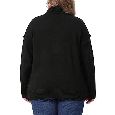 Plus Size Turtleneck Sweater for Women Long Sleeve Knit Top Casual Loose Pullover Knitwear
