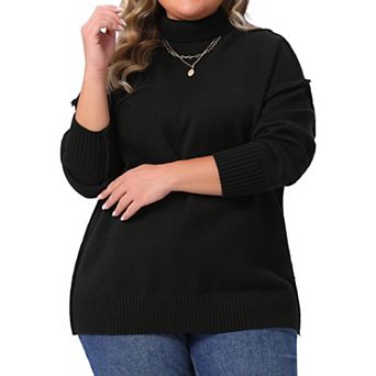 Plus Size Turtleneck Sweater for Women Long Sleeve Knit Top Casual Loose Pullover Knitwear