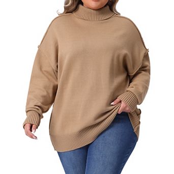 Plus Size Turtleneck Sweater for Women Long Sleeve Knit Top Casual Loose Pullover Knitwear