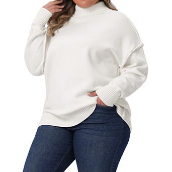 Plus Size Turtleneck Sweater for Women Long Sleeve Knit Top Casual Loose Pullover Knitwear