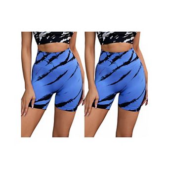 2 Packs Women's Tie Dye Biker Shorts High Waist Workout Running Fitness Shapewear Shorts