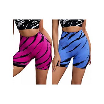 2 Packs Women's Tie Dye Biker Shorts High Waist Workout Running Fitness Shapewear Shorts
