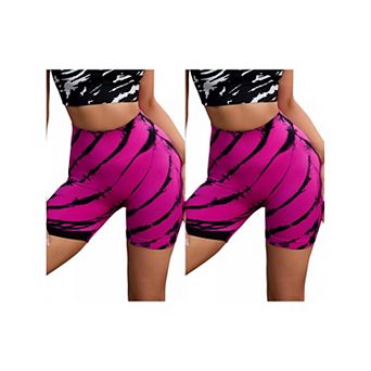2 Packs Women's Tie Dye Biker Shorts High Waist Workout Running Fitness Shapewear Shorts