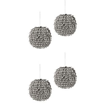 4 Pack Soft Absorbent Fluffy Chenille Ball Hand Towels, Fuzzy Decorative Towel with Wall Hook 6"x6"