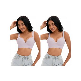 2 Packs Women's Push Up Wirefree Bras U Back Adjustable Straps Comfort Underwear