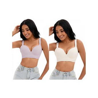 2 Packs Women's Push Up Wirefree Bras U Back Adjustable Straps Comfort Underwear
