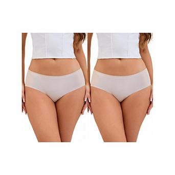 2 Packs Women's Mid-Waisted Panties Full Coverage No Trace Comfortable Briefs