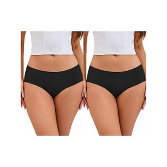 2 Packs Women's Mid-Waisted Panties Full Coverage No Trace Comfortable Briefs