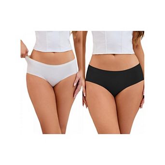 2 Packs Women's Mid-Waisted Panties Full Coverage No Trace Comfortable Briefs