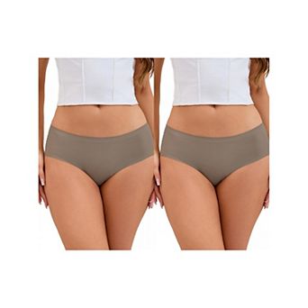 2 Packs Women's Mid-Waisted Panties Full Coverage No Trace Comfortable Briefs