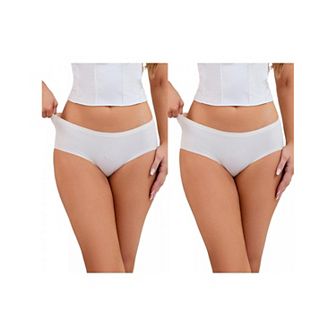 2 Packs Women's Mid-Waisted Panties Full Coverage No Trace Comfortable Briefs