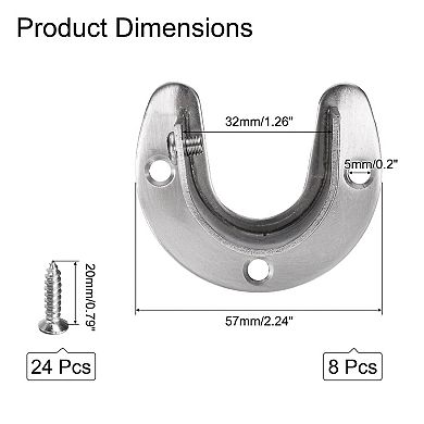 8Pcs Stainless Steel Closet Rod Brackets, U-Shaped