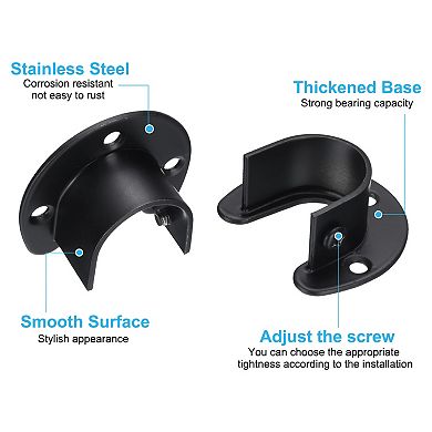 8Pcs Stainless Steel Closet Rod Brackets, U-Shaped