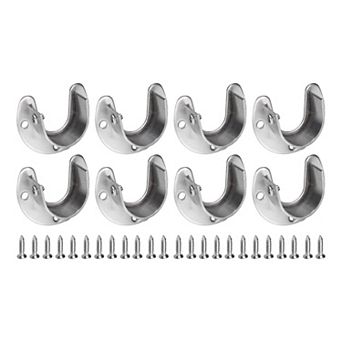 8 pc Stainless Steel Closet Rod Brackets, U-Shaped
