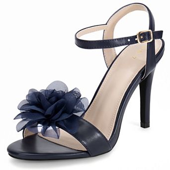 Flower Heel Open Toe Ankle Strap Stiletto Heel Sandals for Women