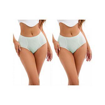 2 Packs Women's High-Waisted Underwear Briefs High Elastic Breathable Underpants