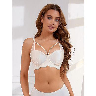 2 Packs Women's Soft Underwire Bra Front Cross Lightly Adjustable Straps Training Minimizers