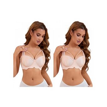 2 Packs Women's Soft Underwire Bra Front Cross Lightly Adjustable Straps Training Minimizers
