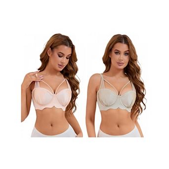 2 Packs Women's Soft Underwire Bra Front Cross Lightly Adjustable Straps Training Minimizers