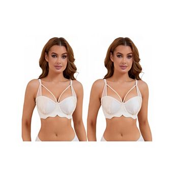 2 Packs Women's Soft Underwire Bra Front Cross Lightly Adjustable Straps Training Minimizers